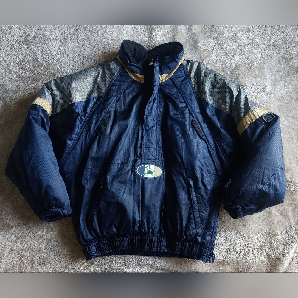 Vtg Y2k Starter Notre Dame Fighting Irish Men's Blue  1/4 Zip Puffer Jacket | L
